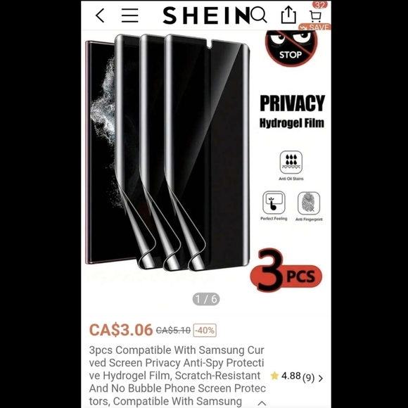 2 phone cases (pink unused), screen protector set with privacy hydrogel films - Picture 4 of 8